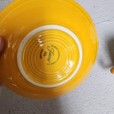 Sale Photo Thumbnail #580: Pair of Fiesta marigold teacups and saucers