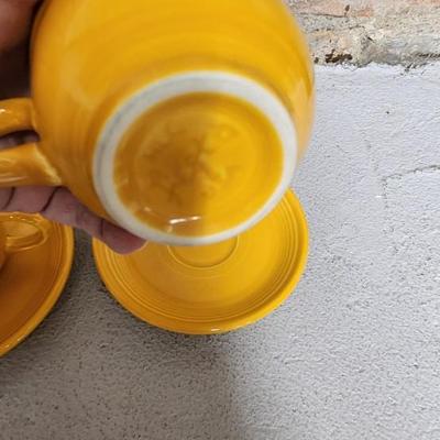 Sale Photo Thumbnail #578: Pair of Fiesta marigold teacups and saucers