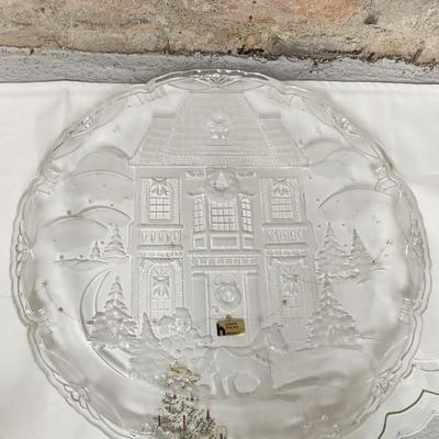 Sale Photo Thumbnail #624: Nice lot with holiday porcelain, large glass platter, hearth scarf