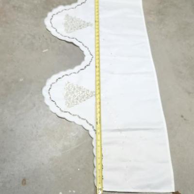 Sale Photo Thumbnail #628: Nice lot with holiday porcelain, large glass platter, hearth scarf