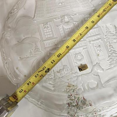 Sale Photo Thumbnail #625: Nice lot with holiday porcelain, large glass platter, hearth scarf