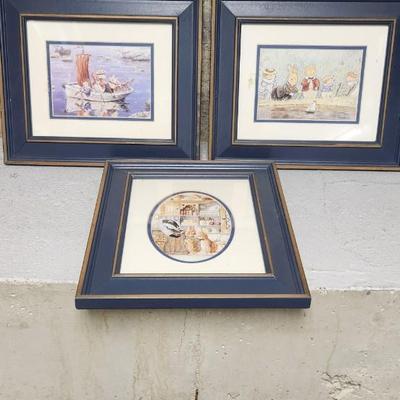 Sale Photo Thumbnail #688: Trio of cute framed Peter Rabbit prints