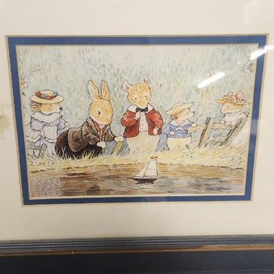 Sale Photo Thumbnail #691: Trio of cute framed Peter Rabbit prints