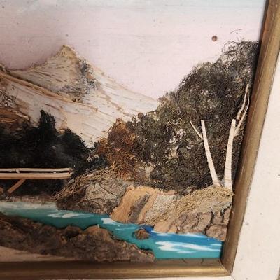 Sale Photo Thumbnail #702: Copper piece on wood and a really neat piece made from bark and moss etc