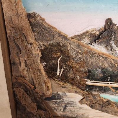 Sale Photo Thumbnail #703: Copper piece on wood and a really neat piece made from bark and moss etc