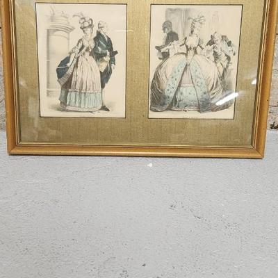 Sale Photo Thumbnail #731: Neat framed hand water.colored fashion book prints