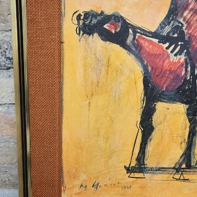 Sale Photo Thumbnail #776: Framed Horse and Rider print.