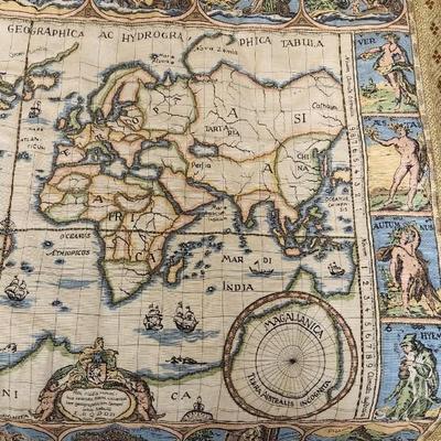 Sale Photo Thumbnail #799: Gorgeous world map quilted wall tapestry