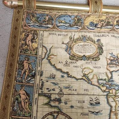 Sale Photo Thumbnail #798: Gorgeous world map quilted wall tapestry