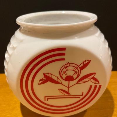 Milk glass grease jar