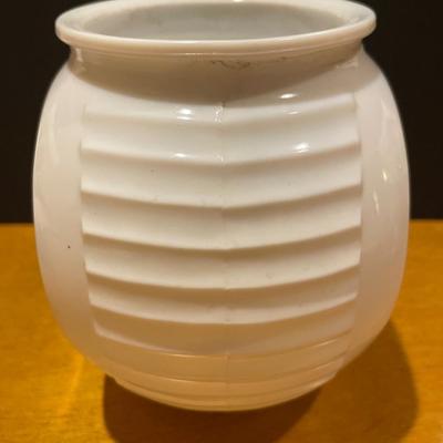 Milk glass grease jar