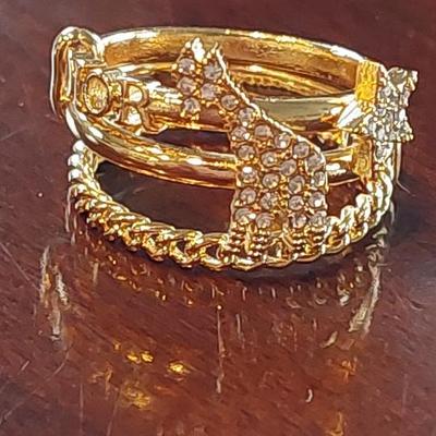 Christian Dior Giraffe Diorable Stacked Ring Metal with Crystals