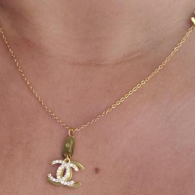 CC 18K GOLD PENDANT DIAMOND ZWAROVSKI NECKLACE