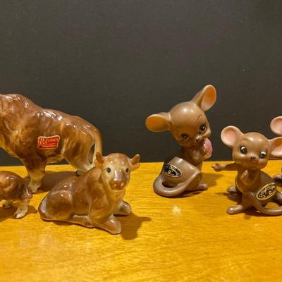 Mini ceramics buffalo and mice
