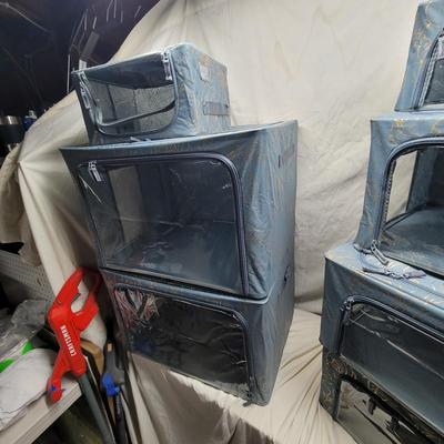 Sale Photo Thumbnail #977: Lot two of collapsible storage bins, see photos for measurements. Side metal supports