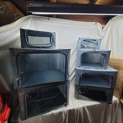 Sale Photo Thumbnail #974: Lot two of collapsible storage bins, see photos for measurements. Side metal supports