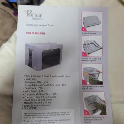 Sale Photo Thumbnail #982: Lot two of collapsible storage bins, see photos for measurements. Side metal supports