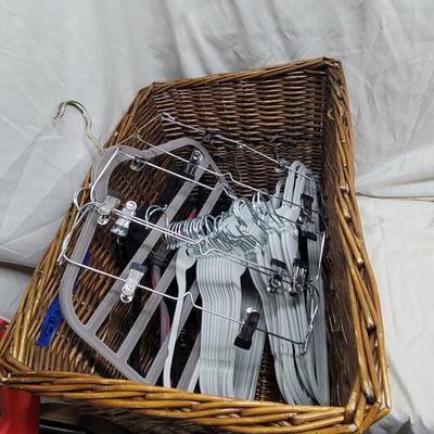 Sale Photo Thumbnail #995: Hangers look unused, as does wicker basket, measurements for basket in photo