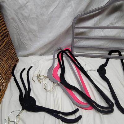Sale Photo Thumbnail #993: Hangers look unused, as does wicker basket, measurements for basket in photo
