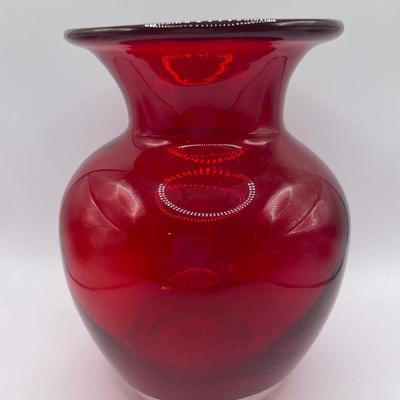 6” t ruby red glass vase
