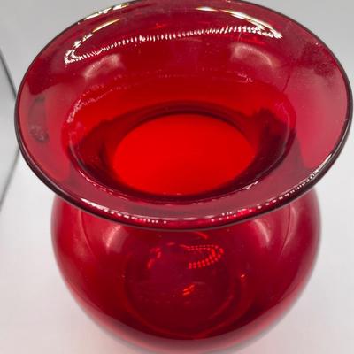 6” t ruby red glass vase