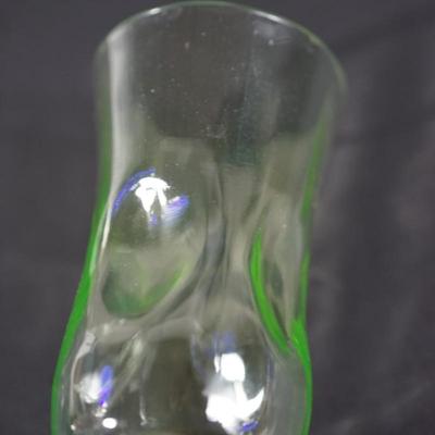 Sale Photo Thumbnail #66: vaseline pinch glass pattern juice glasses four. in good condition
6" swirl pattern  vaseline glass plate 
UV light tested - fluorescent 
good condition no damage noted.