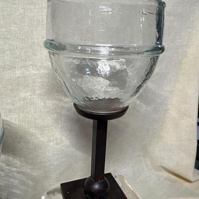 Four Iron Glass Chalice Goblets!