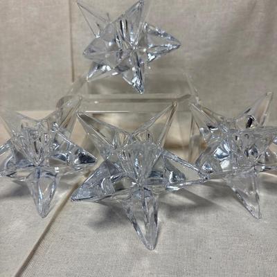 Set of 4 crystal star candle holders!