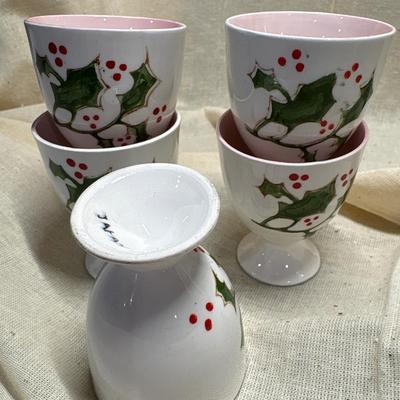 Five egg cups, Lenox Sleigh!