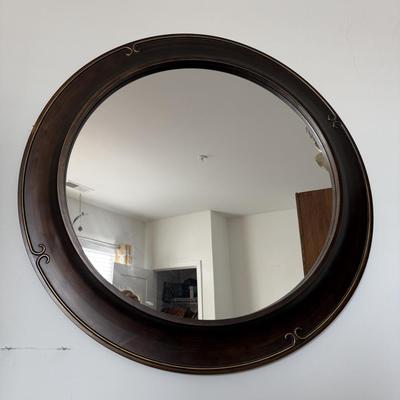Round Wood Mirror