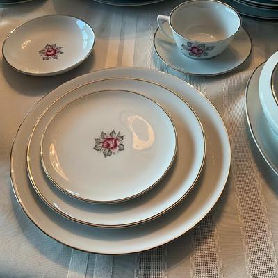 Sale Photo Thumbnail #136: There are 8 plus place settings along with serving dishes.  All in great shape, no chips.  60 total pieces