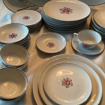 Sale Photo Thumbnail #131: There are 8 plus place settings along with serving dishes.  All in great shape, no chips.  60 total pieces