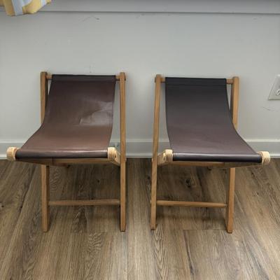 Leather folding accent stools