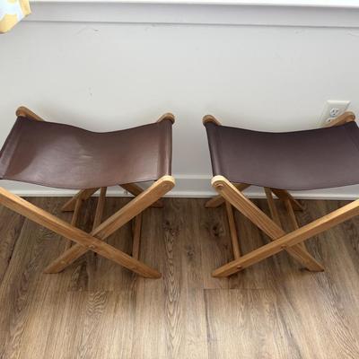 Leather folding accent stools