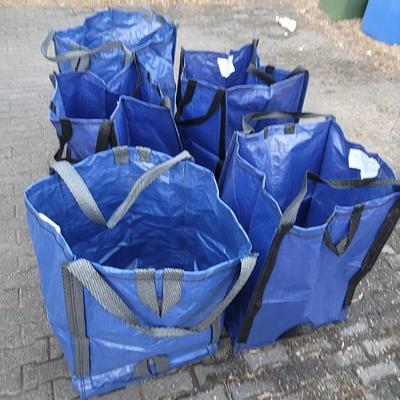 Sale Photo Thumbnail #1011: The three new ones measure 20" x 20" and 30" tall. The 2 that are slightly lighter in color measure 20" x 20" x 30" tall. Reusable and strong enough for yard debris, moving items, or 2 anteaters