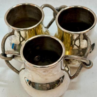 Andover Hall Silver Plate 3 Triple Toothpick Holder Set