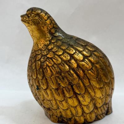 BRONZE PARTRIDGE BIRD paperweight or figurine mid-century modern