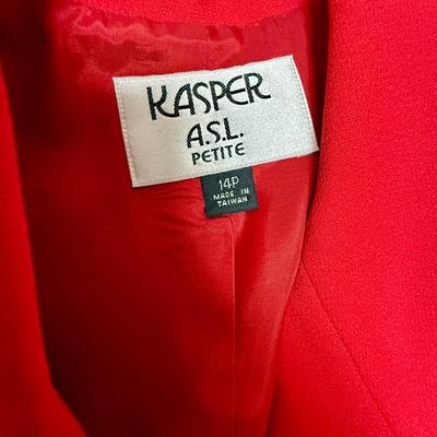Vintage Kasper 3 pc set of clothing - Red Jacket, Black and White Striped Top and Black Skirt