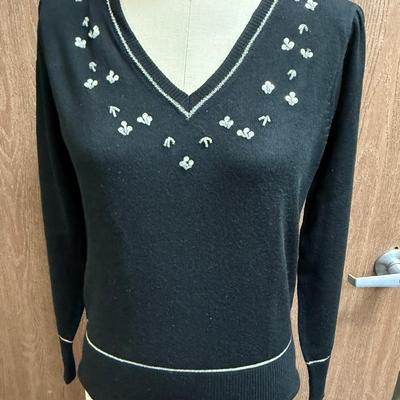 SAN ANGELO ALDO VERDI Original Black Sweater with Silver trim