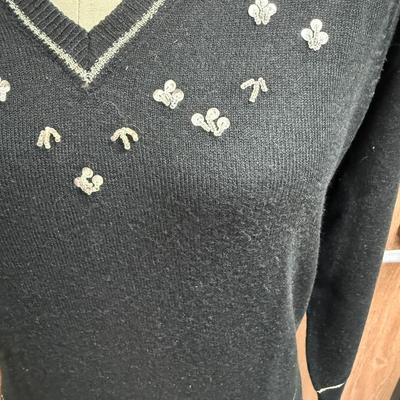 SAN ANGELO ALDO VERDI Original Black Sweater with Silver trim