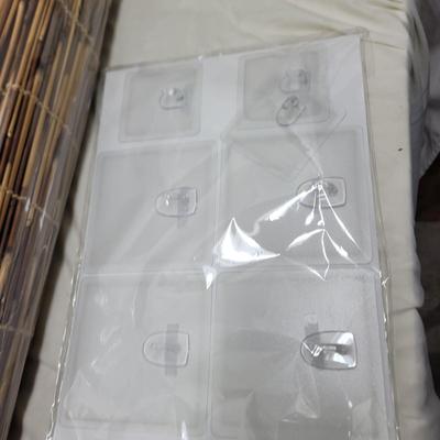 Sale Photo Thumbnail #1095: Hanging items are both sticky and velcro. Reed blind could be used outdoors or indoors.