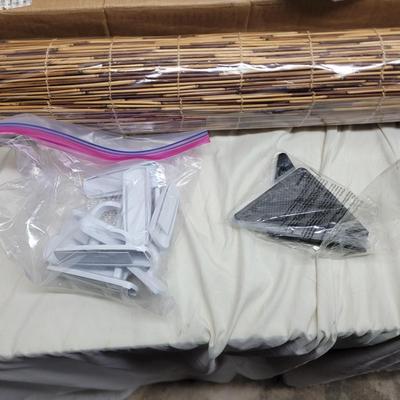 Sale Photo Thumbnail #1091: Hanging items are both sticky and velcro. Reed blind could be used outdoors or indoors.