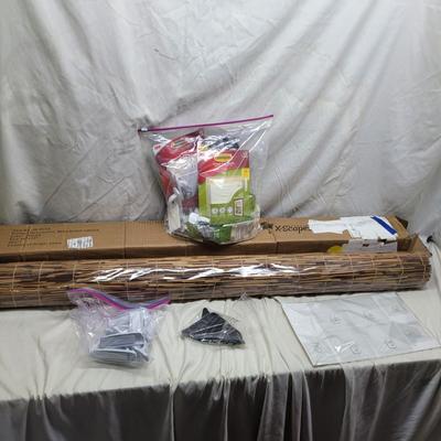 Sale Photo Thumbnail #1090: Hanging items are both sticky and velcro. Reed blind could be used outdoors or indoors.