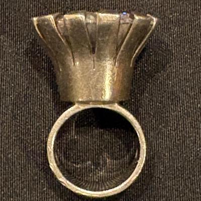 Sterling Silver Modernist Ring with Crystal Stone