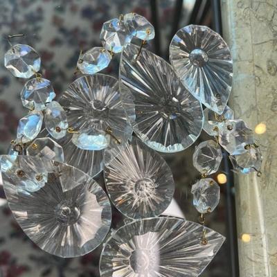 Elegant Vintage Italian Porcelain Chandelier, Hand-Painted Florals & Crystal Drops