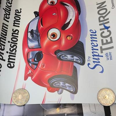 Vintage Exotic & Sports Car Posters Lot  Lamborghini Anniversary, Chevrolet Corvette & Chevron Techron