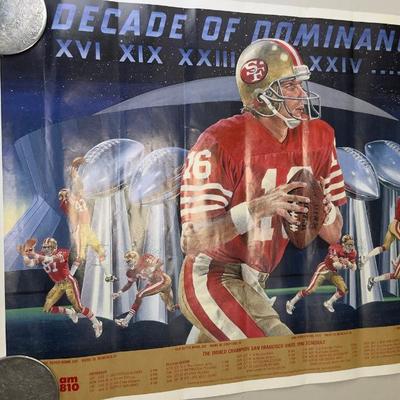 Large Lot Of Vintage Sports Posters  NBA, NFL & MLB Legends (Jordan, Bo Jackson, 49ers, Giants)