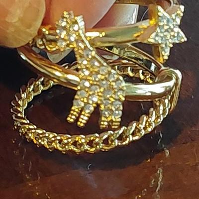 Christian Dior Giraffe Diorable Stacked Ring Metal with Crystals