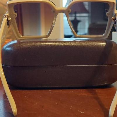 Louis Vuitton oversized square sunglasses with gold-tone LV hardware