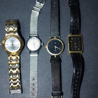 Sale Photo Thumbnail #164: grouping of mens wrist watcher for the person who reburbishes vintage watches. 
the watches are in fair to good condition. The crystals on the Gucci and Timex are cloudy and. scratched
The beveled crystals on the Pulsar is good as is the Pierre Cardin
Sta